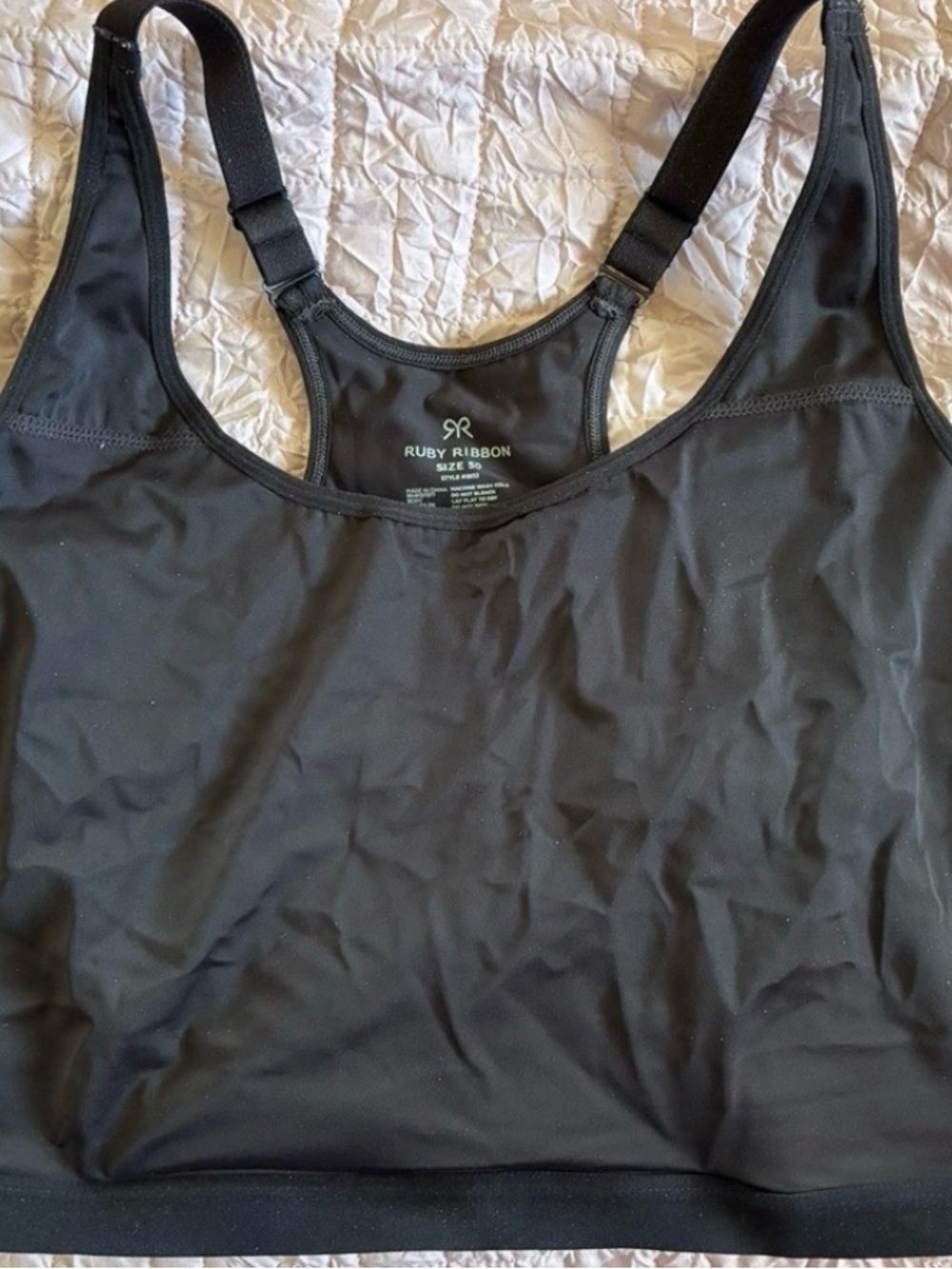 Ruby Ribbon Black Supportive Sports Bra with Logo